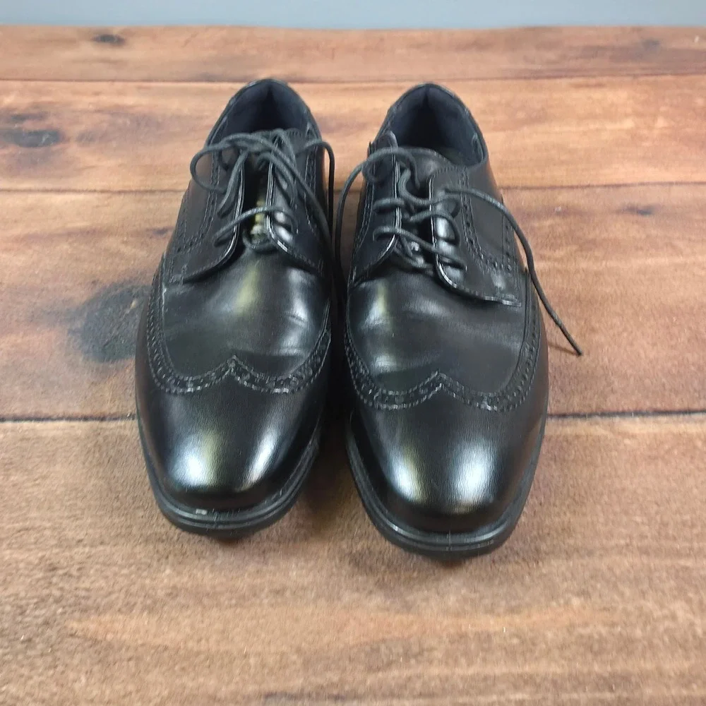 ECCO Wingtip Oxford Mens 43 Black Good Leather Brogue Lace Up Dress Shoes